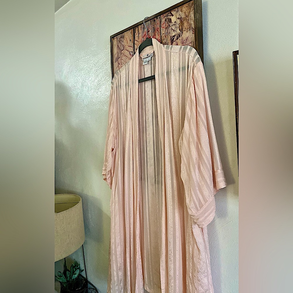 SAKS FIFTH AVENUE 100% SILK KIMONO ROBE SHORT ROBE SILK LOUNGEWEAR - Picture 12 of 13
